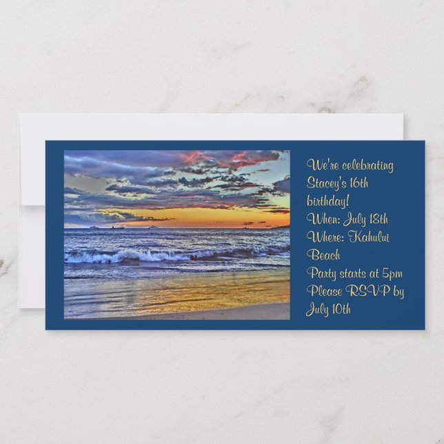Einladung zum Beach Foto Hawaii (Vorderseite)