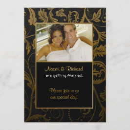Einladung zum Black & Gold Damask Foto