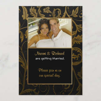 Einladung zum Black & Gold Damask Foto
