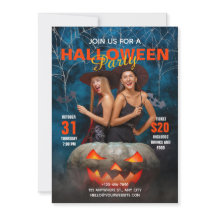 Einladung zum blauen und roten Halloween-Party