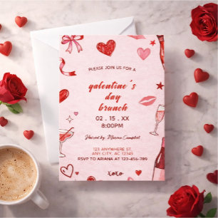 Einladung zum Brunch im rosa koketten Galentine's