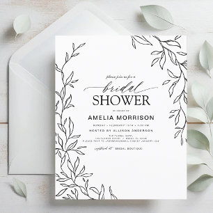 Einladung zum Budget Leaf Black & White Bridal Dus Flyer