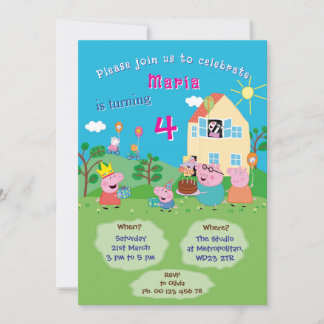 Einladung zum Cartoon-Schwein-Thema. Kinderparty.