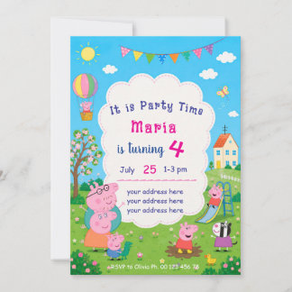 Einladung zum Cartoon-Schweine-Thema. Kinderparty.