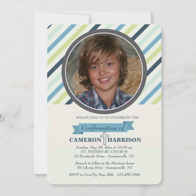 Einladung zum Classy Stripe Foto (Vorderseite)