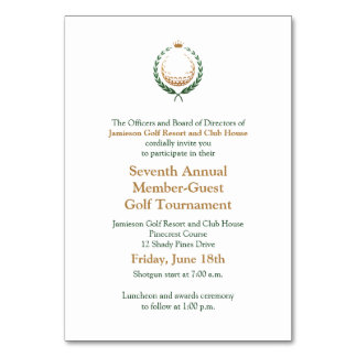 Einladung zum Corporate Golf Turnier Tischnummer