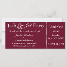 Einladung zum Deep Red Jack and Jill Shower Ticket