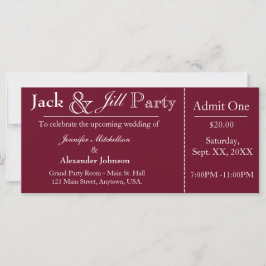 Einladung zum Deep Red Jack and Jill Shower Ticket