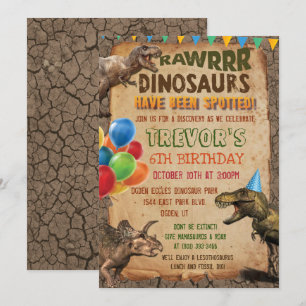 EINLADUNG ZUM DINOSAURIER-GEBURTSTAG FÜR JEDES ALT