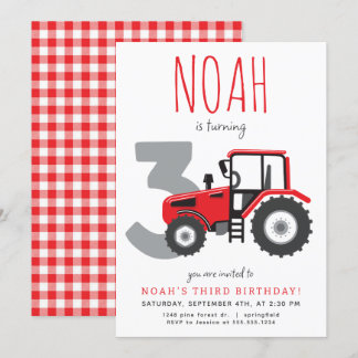 Einladung zum dritten Geburtstag von Red Tractor