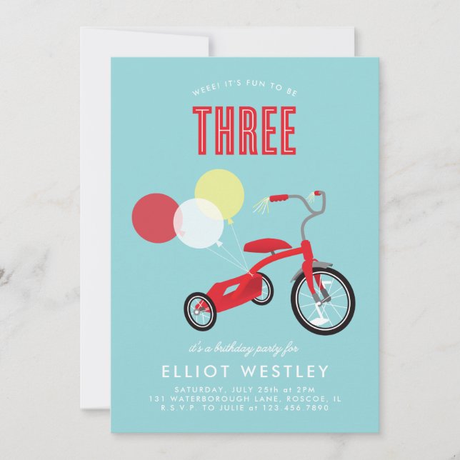 Einladung zum dritten Geburtstag von Tricylce (Vorderseite)