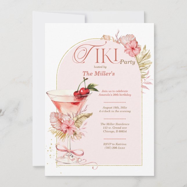 Einladung zum druckbaren Tiki-Party (Vorderseite)