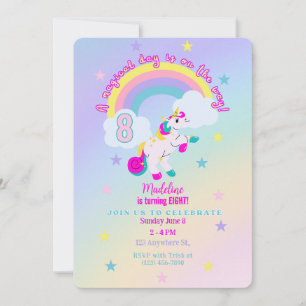 Einladung zum Einhorn am 8. Geburtstag individuell