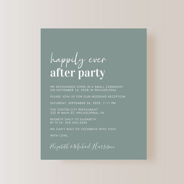 Einladung zum Empfang von Green Wedding (An chic Happily Ever After Party invitation for your wedding celebration)