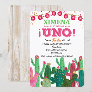 Einladung zum ersten 1. Geburtstag Fiesta Cactus