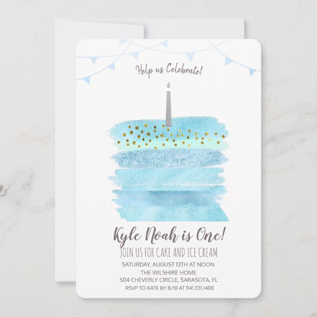 Einladung zum ersten Geburtstag (Vorderseite)