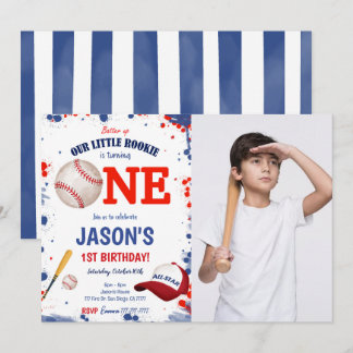 Einladung zum ersten Geburtstag Baseball-Foto
