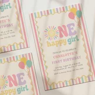 Einladung zum ersten Geburtstag eines glücklichen
