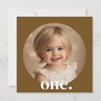 Einladung zum ersten Geburtstag Foto in Brown & Wh