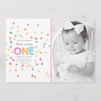 Einladung zum ersten Geburtstag Girl Watercolor co