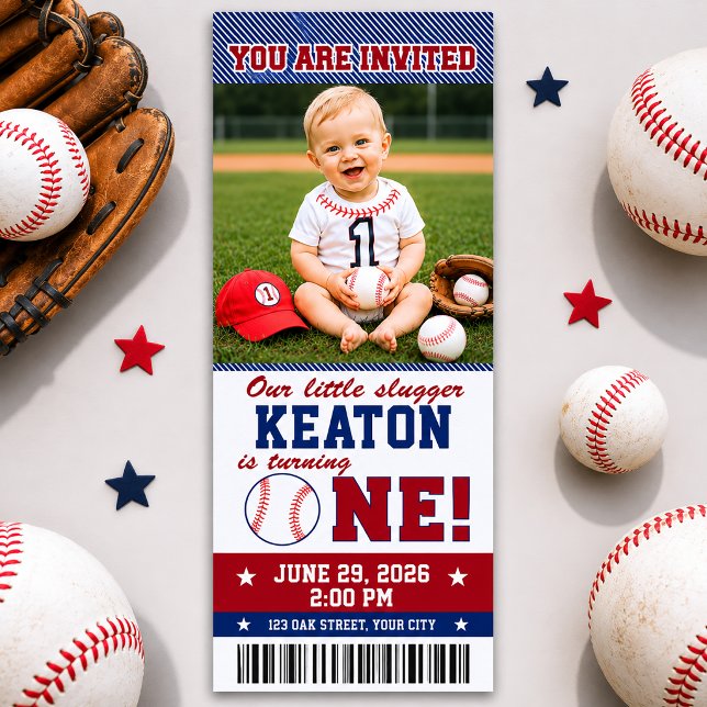 Einladung zum ersten Geburtstag im Baseball (Von Creator hochgeladen)