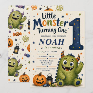 Einladung zum ersten Geburtstag: Kleines Monster