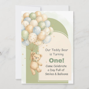 Einladung zum ersten Geburtstag mit Teddybär