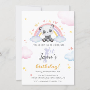 Einladung zum ersten Geburtstag - Niedliches Panda