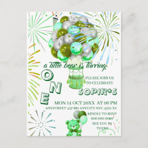 Einladung zum ersten Geburtstag von Little Bear mi Postkarte