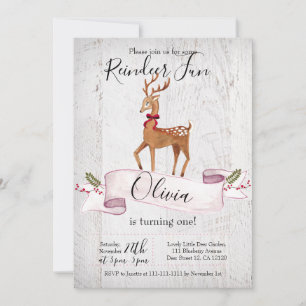 Einladung zum ersten Geburtstag von Reindeer Fun