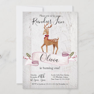 Einladung zum ersten Geburtstag von Reindeer Fun