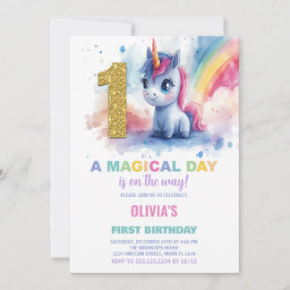 Einladung zum ersten Geburtstag von Unicorn zum Ge