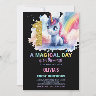 Einladung zum ersten Geburtstag von Unicorn zum Ge
