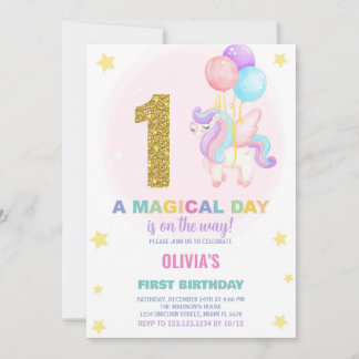 Einladung zum ersten Geburtstag von Unicorn zum Ge
