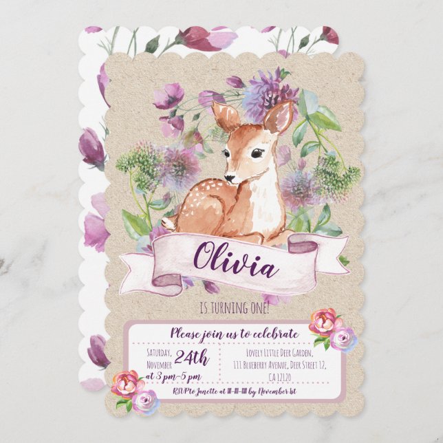 Einladung zum ersten Geburtstag von Waldland (Vorne/Hinten)