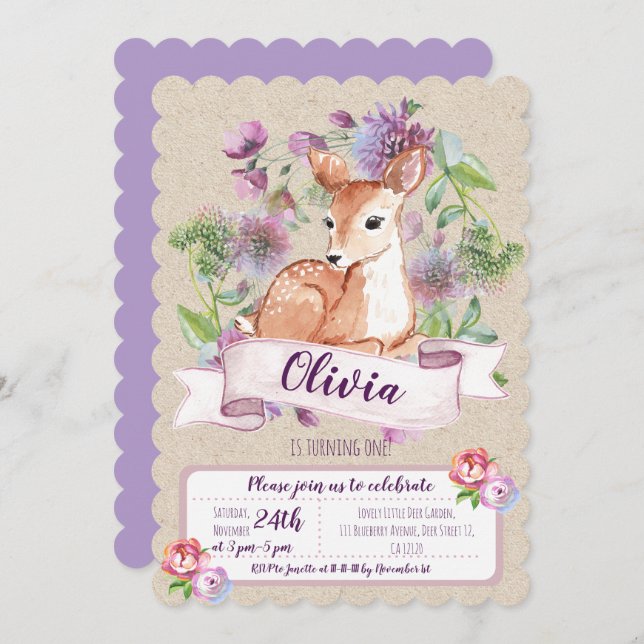 Einladung zum ersten Geburtstag von Waldland (Vorne/Hinten)