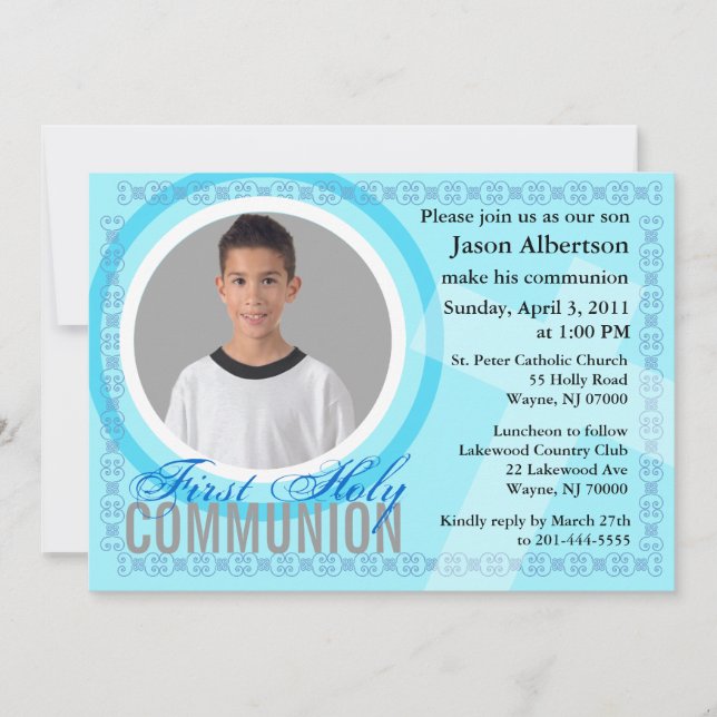 Einladung zum ersten Heiligen Kommunion Klassisch  (Vorderseite)