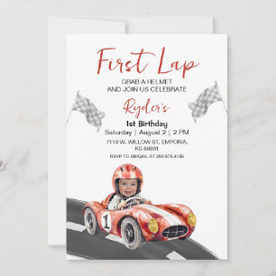 Einladung zum ersten Lap Race Car 1. Geburtstag Fo