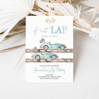 Einladung zum ersten Start Race Car Twins Geburtst