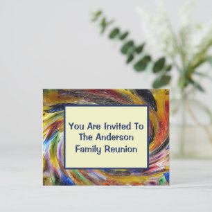 Einladung zum Familientreffen mit Tie-Dye-Wirbel-E Postkarte