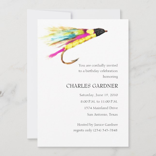 Einladung zum Fliegenfischen am Geburtstag (Vorderseite)