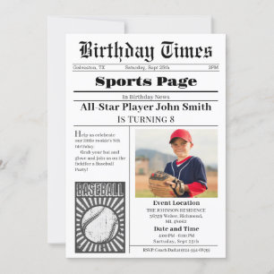 Einladung zum Foto zum Geburtstag im Baseball