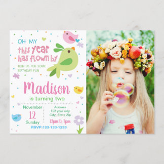 Einladung zum Foto zum Geburtstag von Vögeln