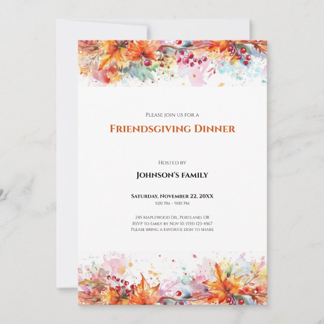 Einladung zum Friendsgiving-Dinner (Vorderseite)