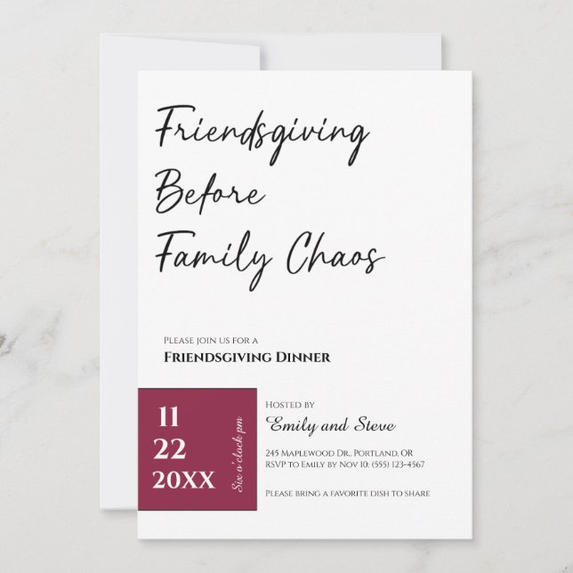Einladung zum Friendsgiving-Dinner (Vorderseite)