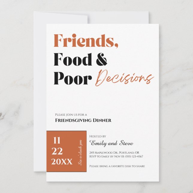 Einladung zum Friendsgiving-Dinner (Vorderseite)