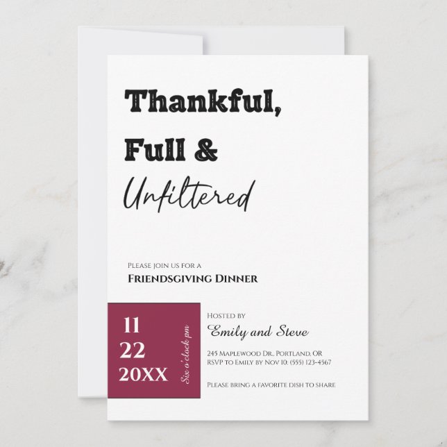 Einladung zum Friendsgiving-Dinner (Vorderseite)
