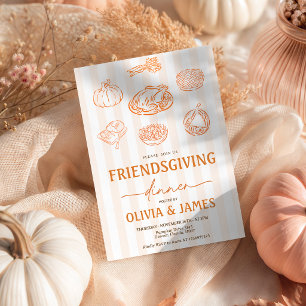 Einladung zum Friendsgiving-Dinner mit handgezeich
