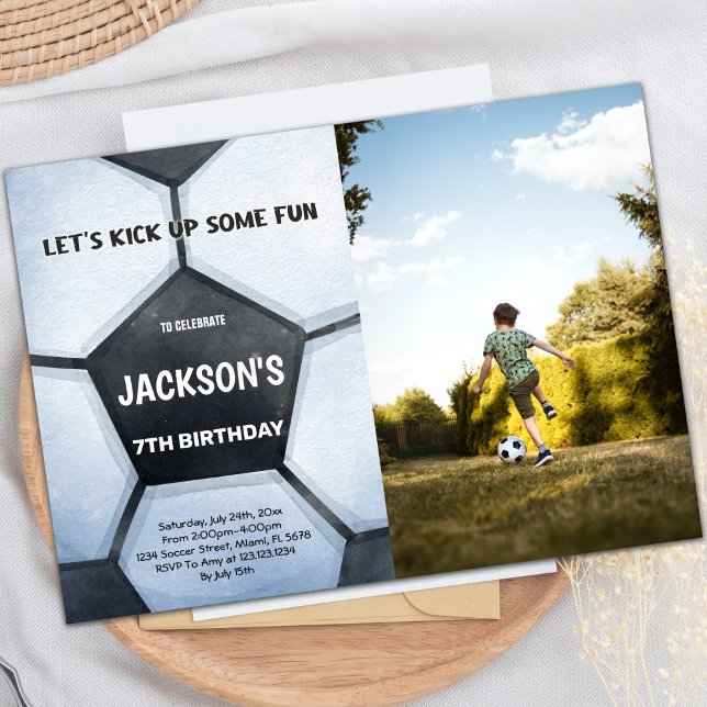 Einladung zum Fußball zum Geburtstag mit Foto (Full Soccer Birthday Invitations with photo)