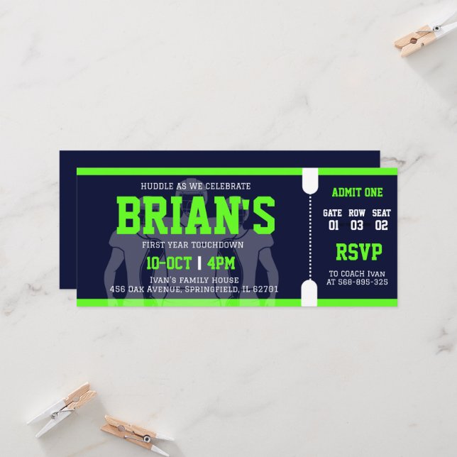 Einladung zum Fußballticket (Vorderseite/Rückseite Beispiel)